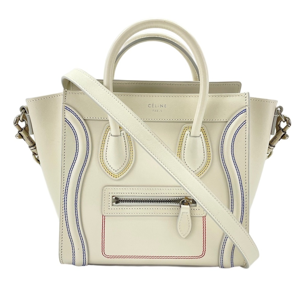 Celine Luggage Nano Shopper Handbag, Beige
